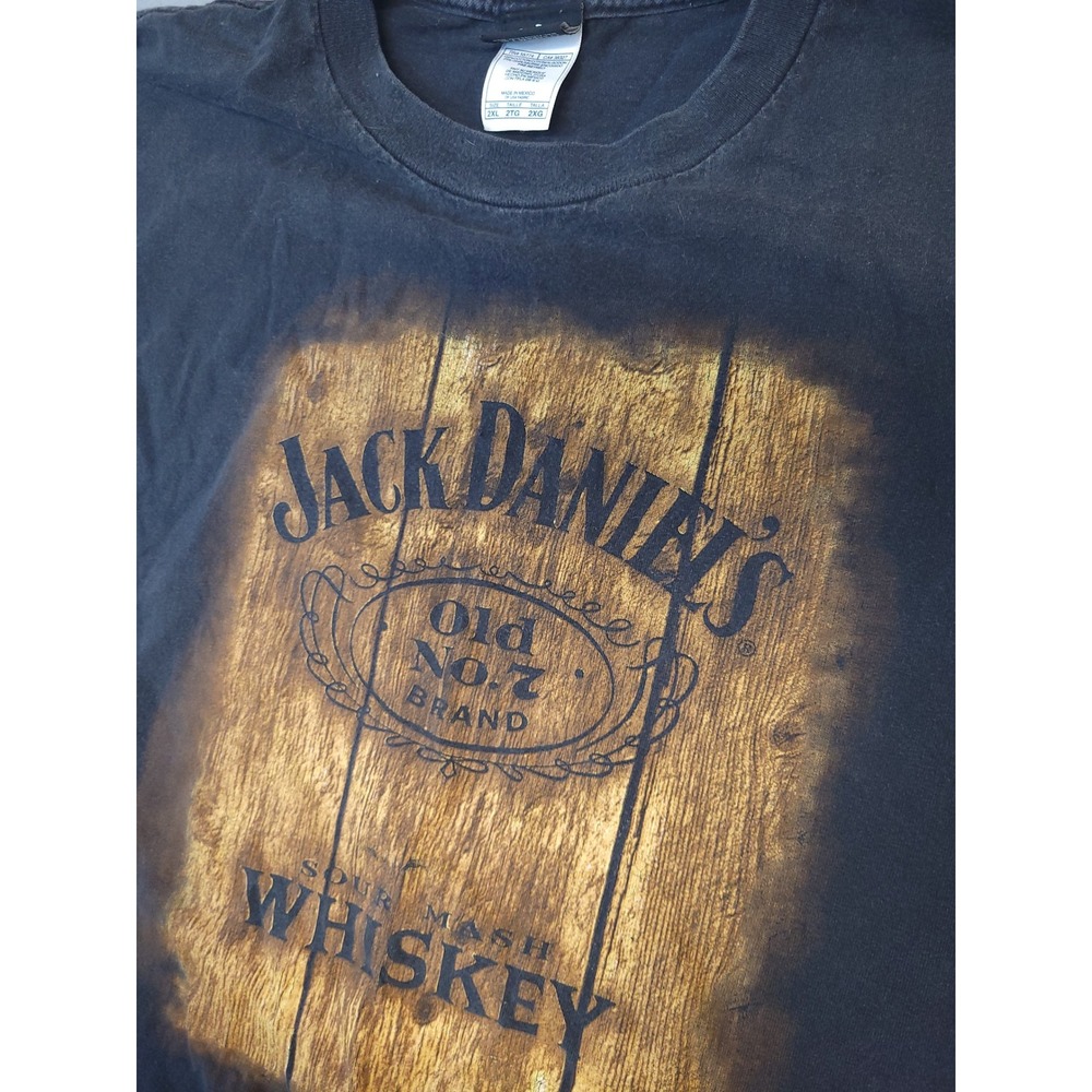 Vintage Jack Daniels Whiskey Graphic T-Shirt Barrel Design Black Adult 2XL